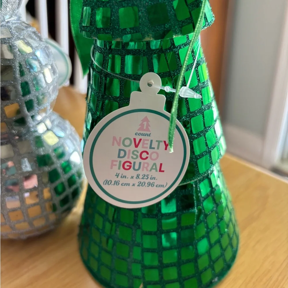 Target Silver Snowman and Green Tree Novelty Disco Figural Decor